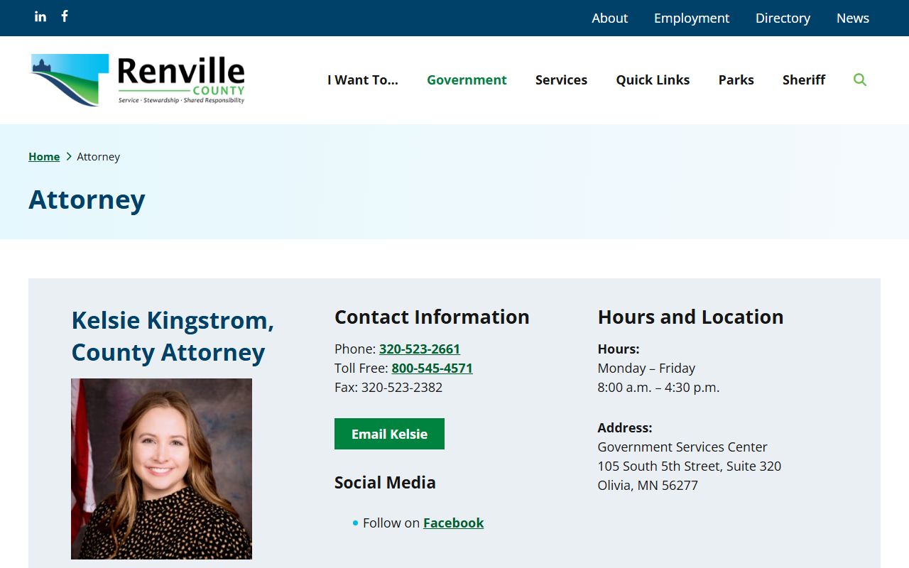 Renville County Attorney prosecution office information